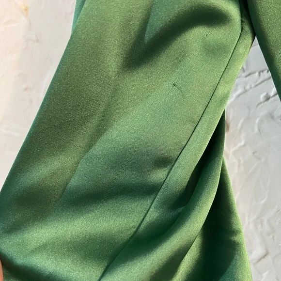 ZARA GREEN SATIN MIDI DRESS - Picture 6 of 10